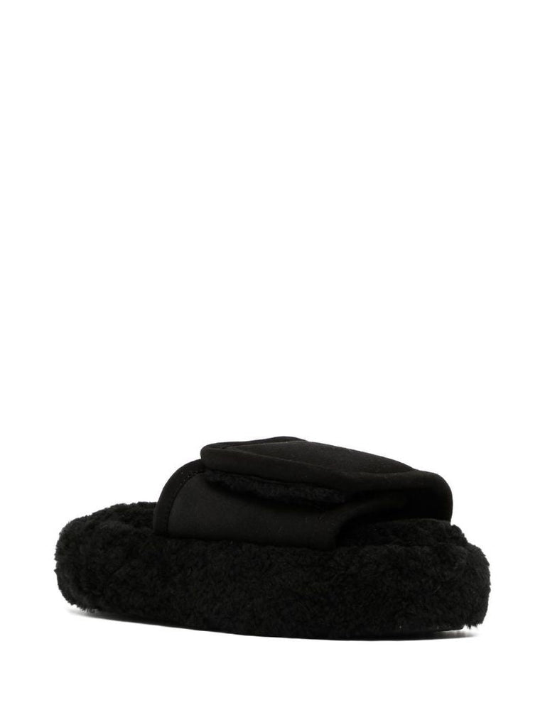 Black Shearling Slippers