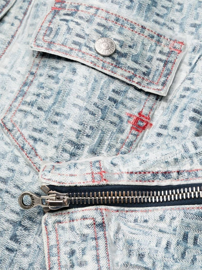 Blue Coated Denim Mini Dress