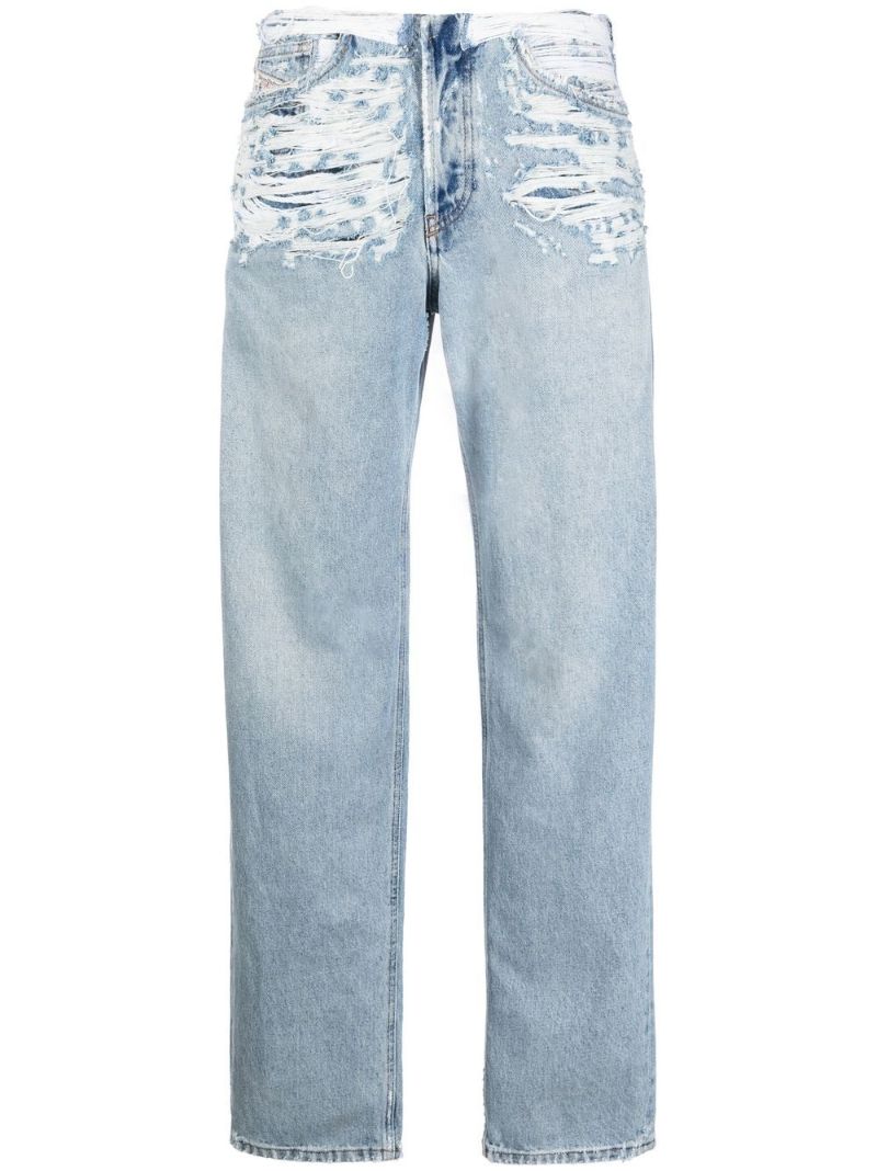 Blue Mid-rise Distressed Jeans
