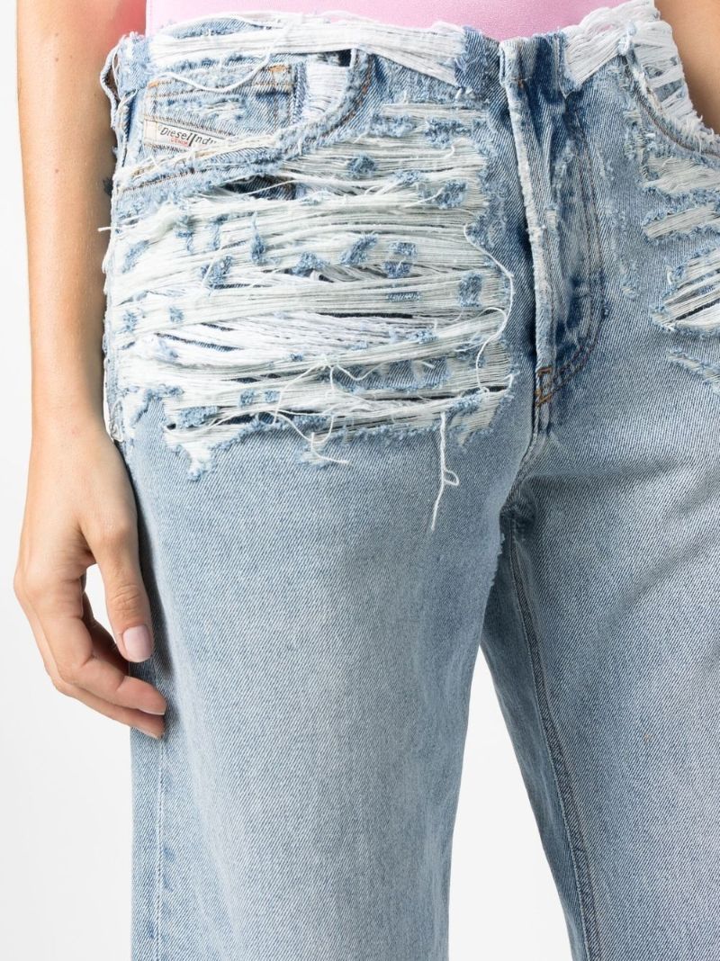 Blue Mid-rise Distressed Jeans