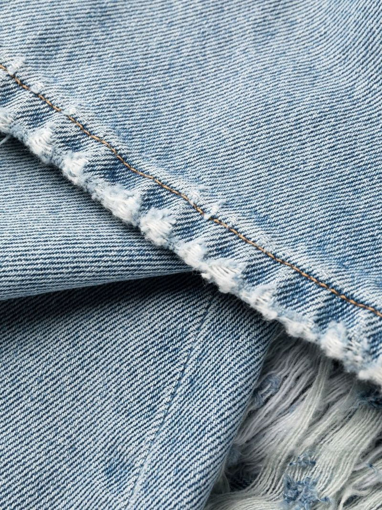 Blue Mid-rise Distressed Jeans