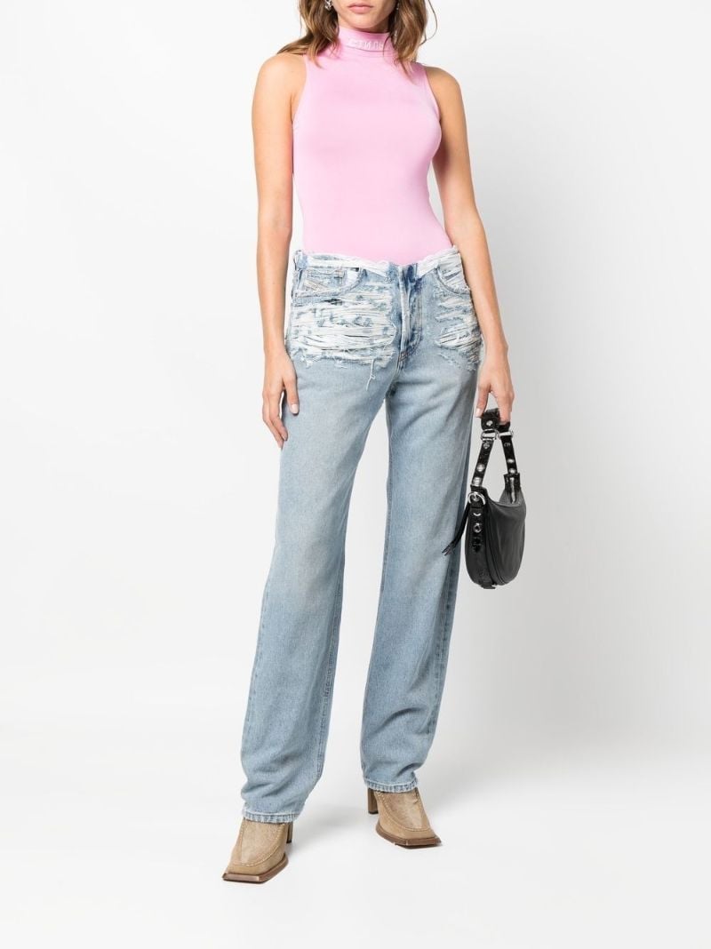 Blue Mid-rise Distressed Jeans