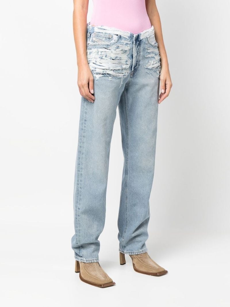 Blue Mid-rise Distressed Jeans