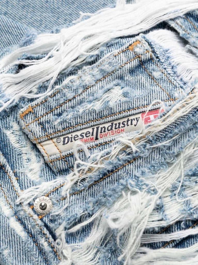 Blue Mid-rise Distressed Jeans