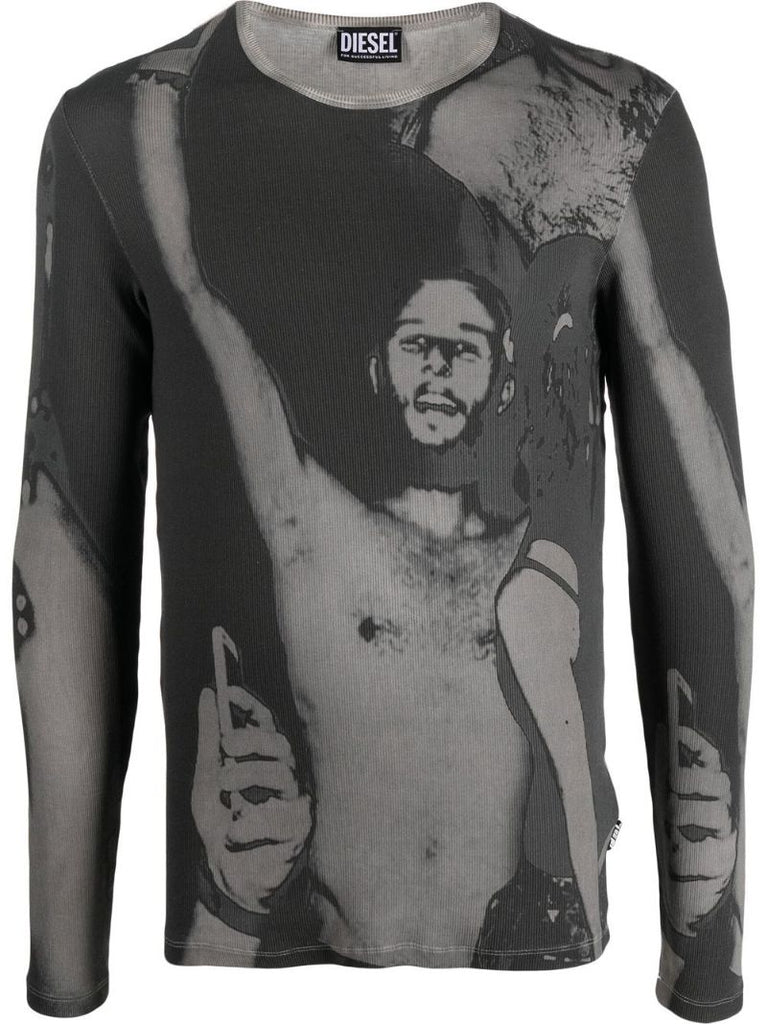 Grey Photograph Print Long-sleeve T-shirt