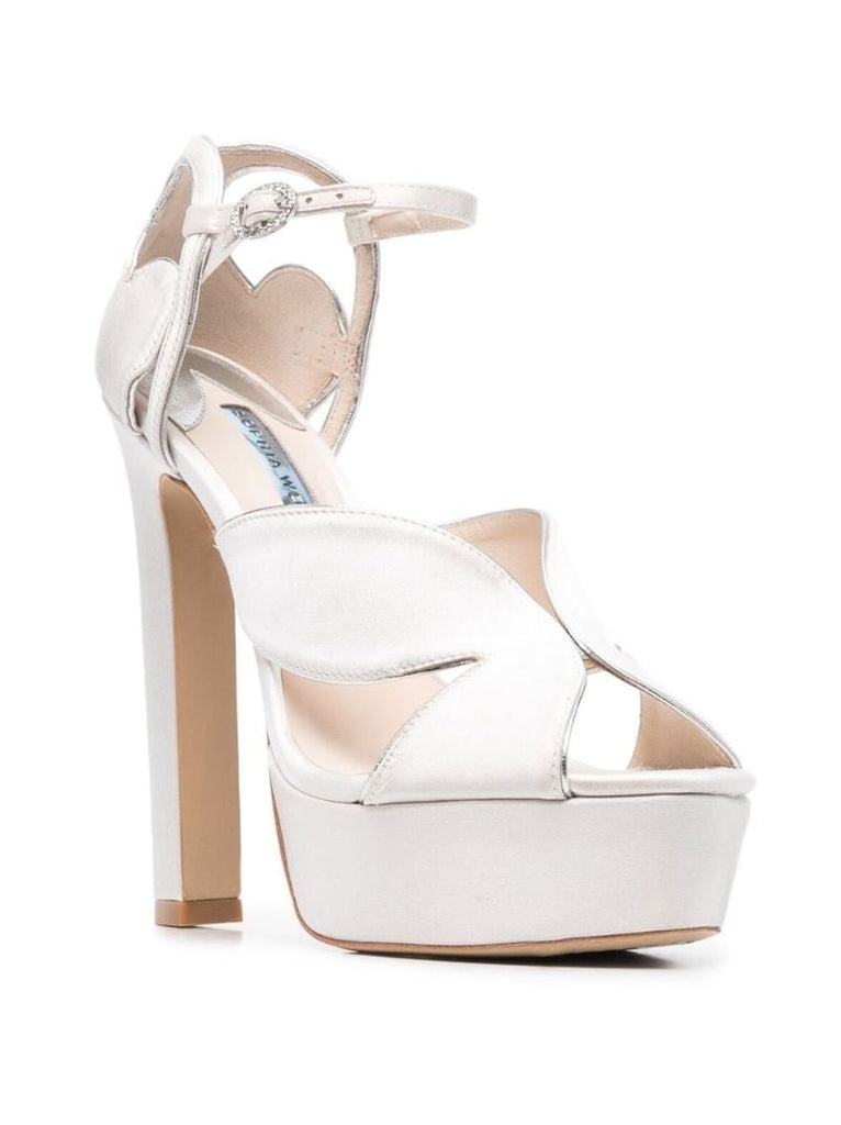 White Rita 140 Satin Platform Leather Sandals