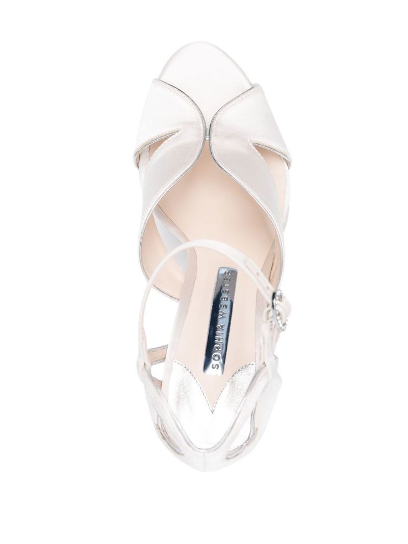White Rita 140 Satin Platform Leather Sandals