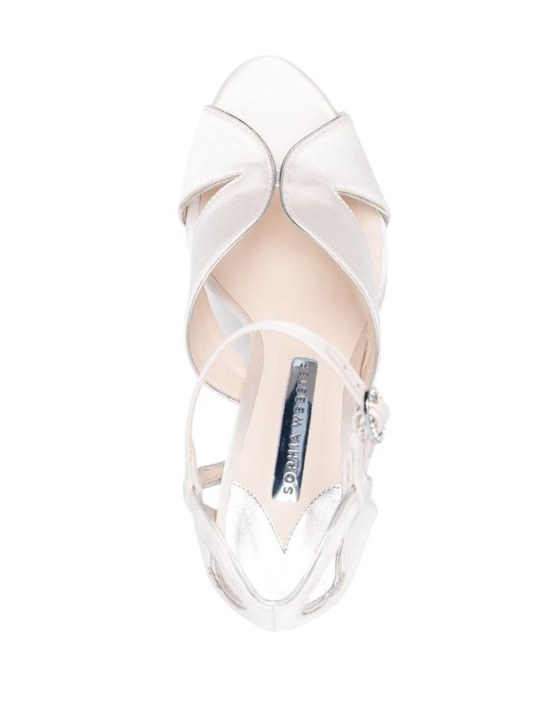 White Rita 140 Satin Platform Leather Sandals