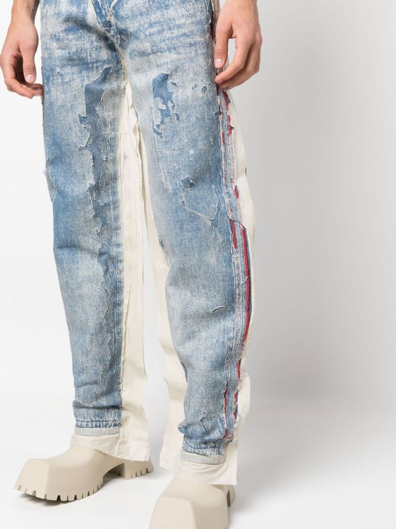 Blue Distressed Panelled Jeans