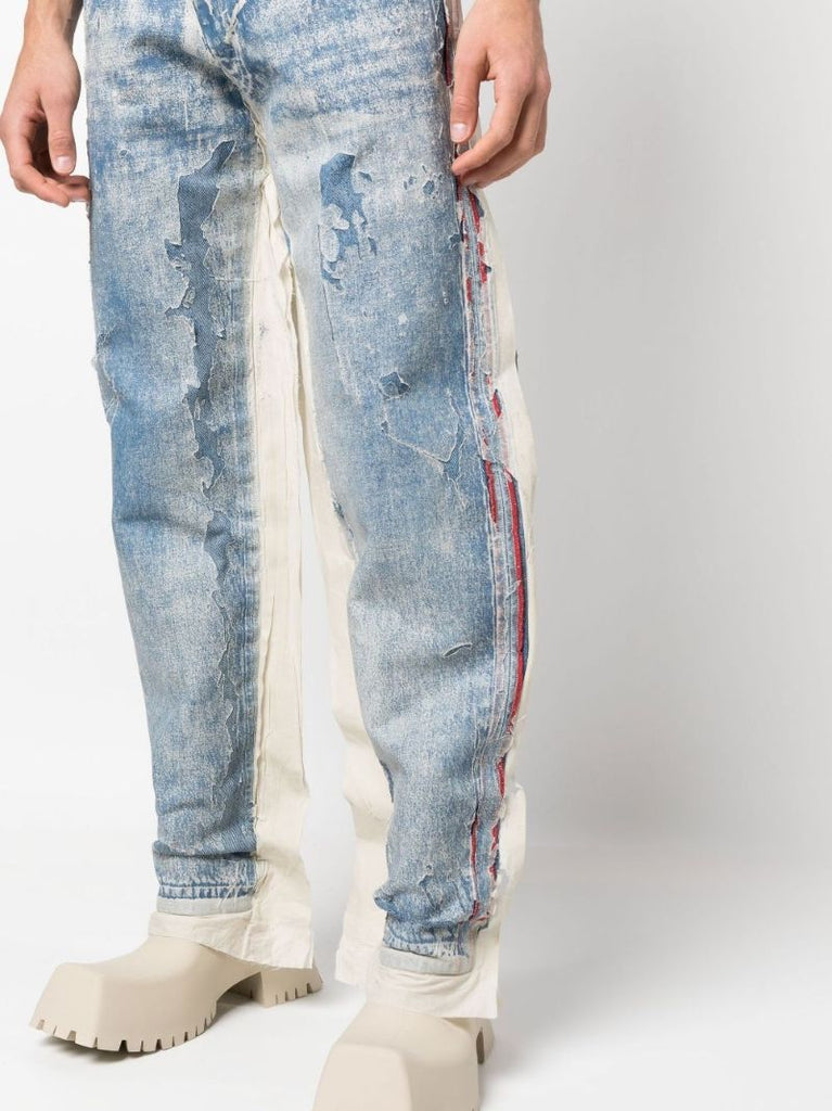 Blue Distressed Panelled Jeans