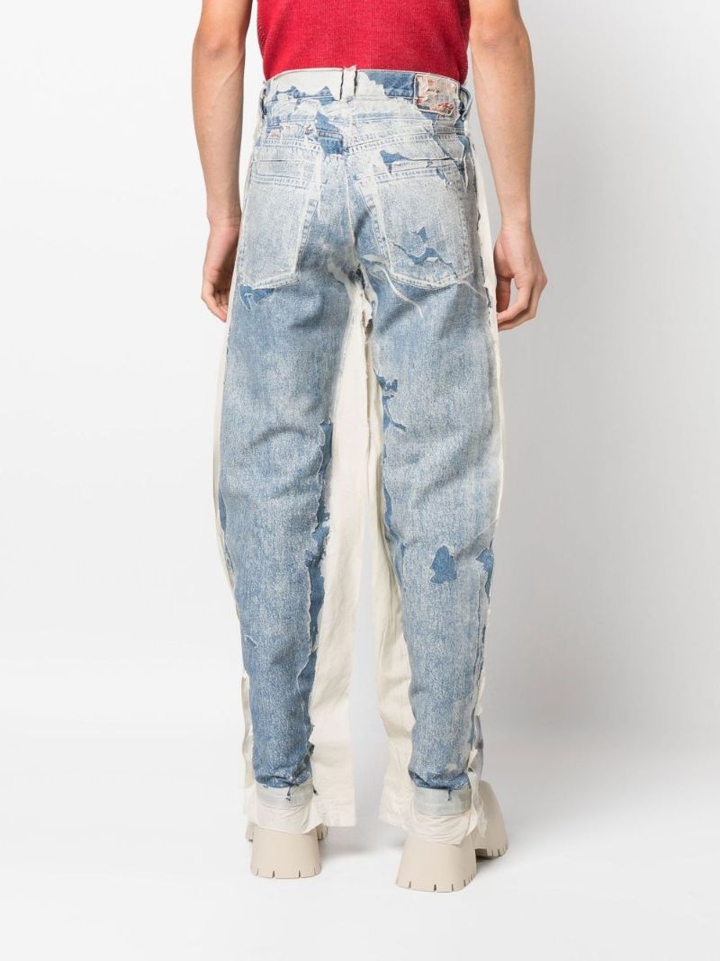 Blue Distressed Panelled Jeans