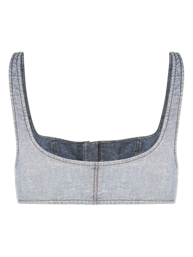 Blue Cropped Denim Vest