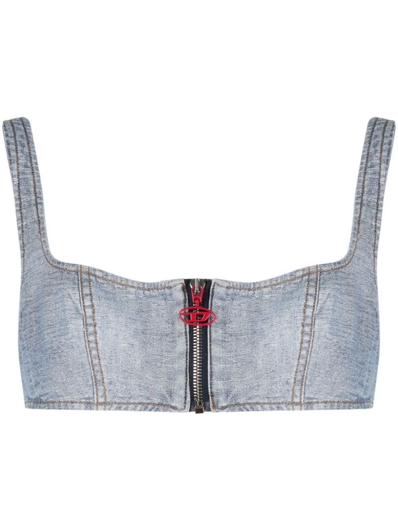 Blue Cropped Denim Vest