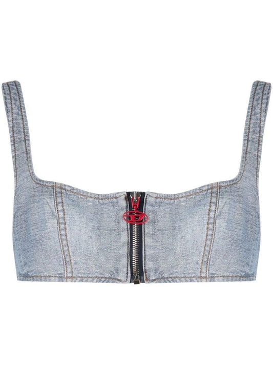 Blue Cropped Denim Vest