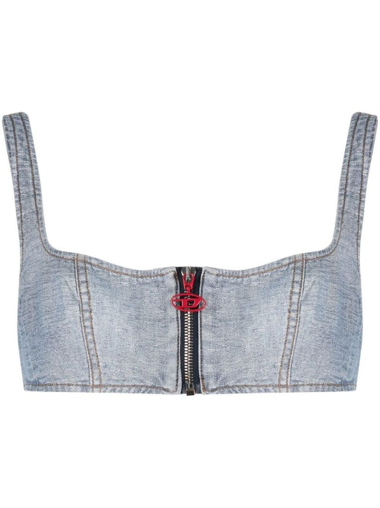 Blue Cropped Denim Vest