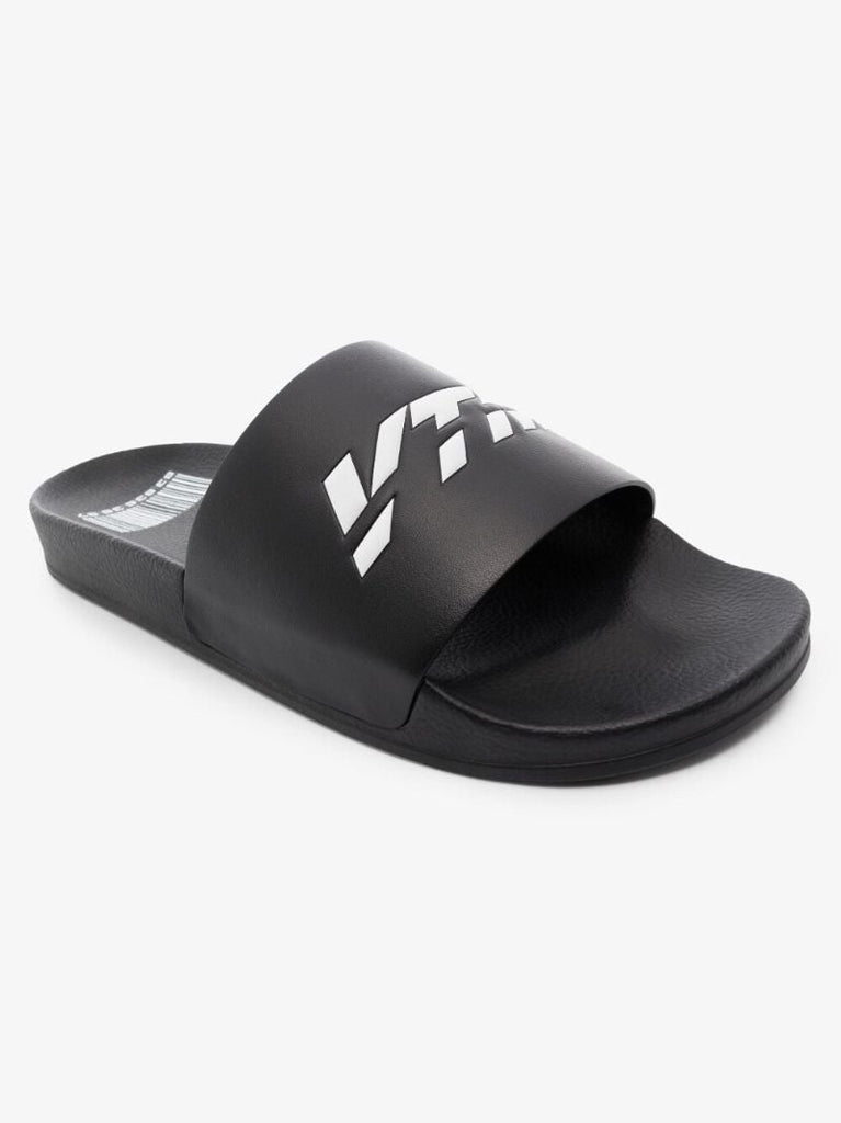 Black Logo Leather Slides