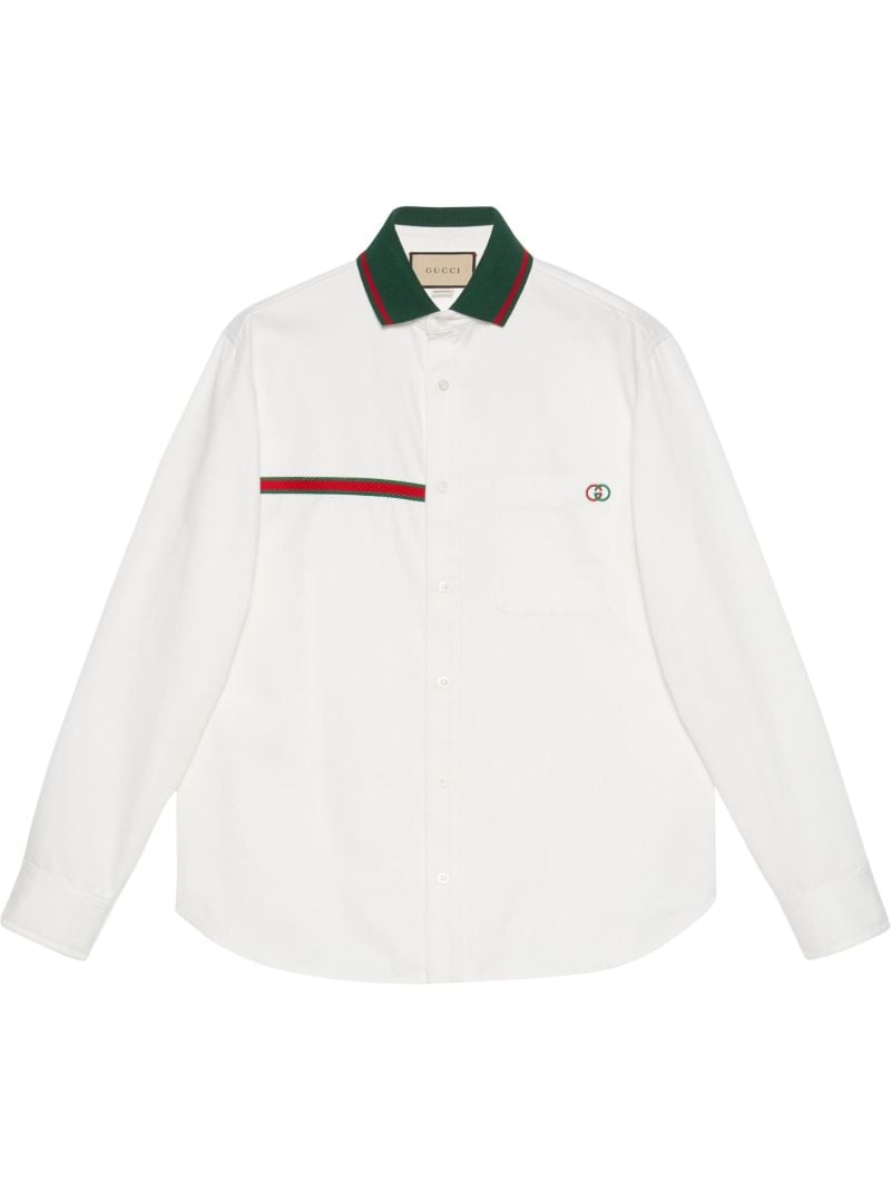 White Logo-embroidered Cotton Shirt