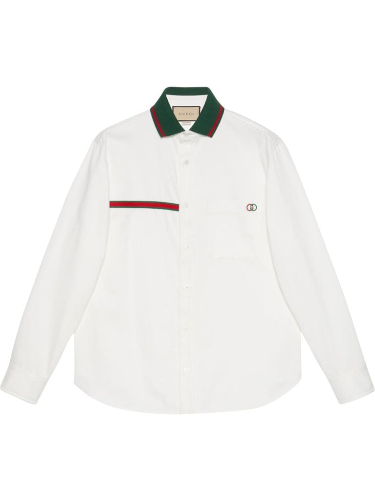 White Logo-embroidered Cotton Shirt