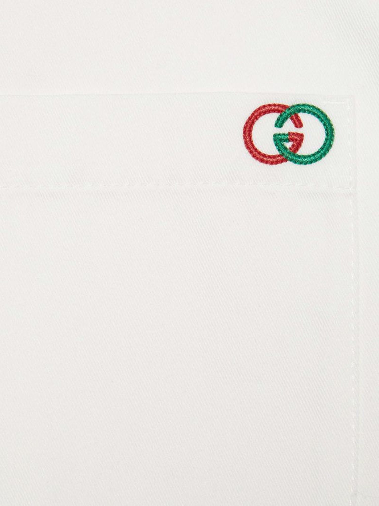 White Logo-embroidered Cotton Shirt