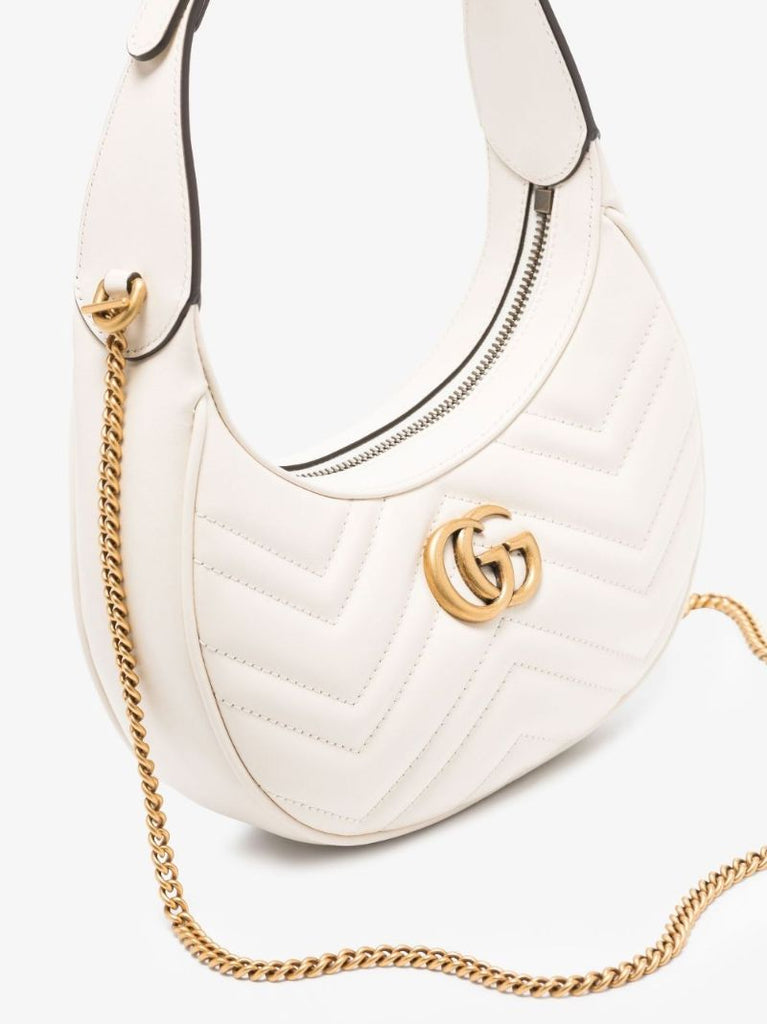 White Gg Marmont Leather Mini Shoulder Bag