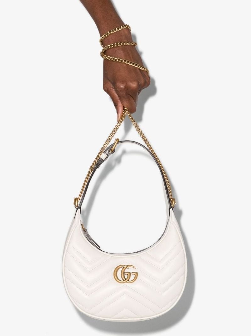 White Gg Marmont Leather Mini Shoulder Bag