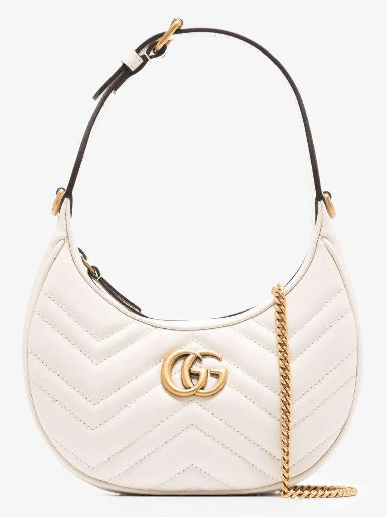 White Gg Marmont Leather Mini Shoulder Bag