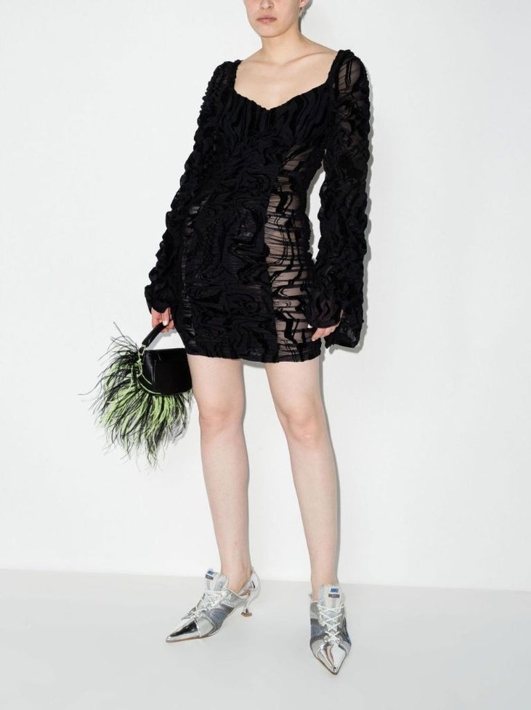 Rikke Crinkled Jacquard Mini Dress