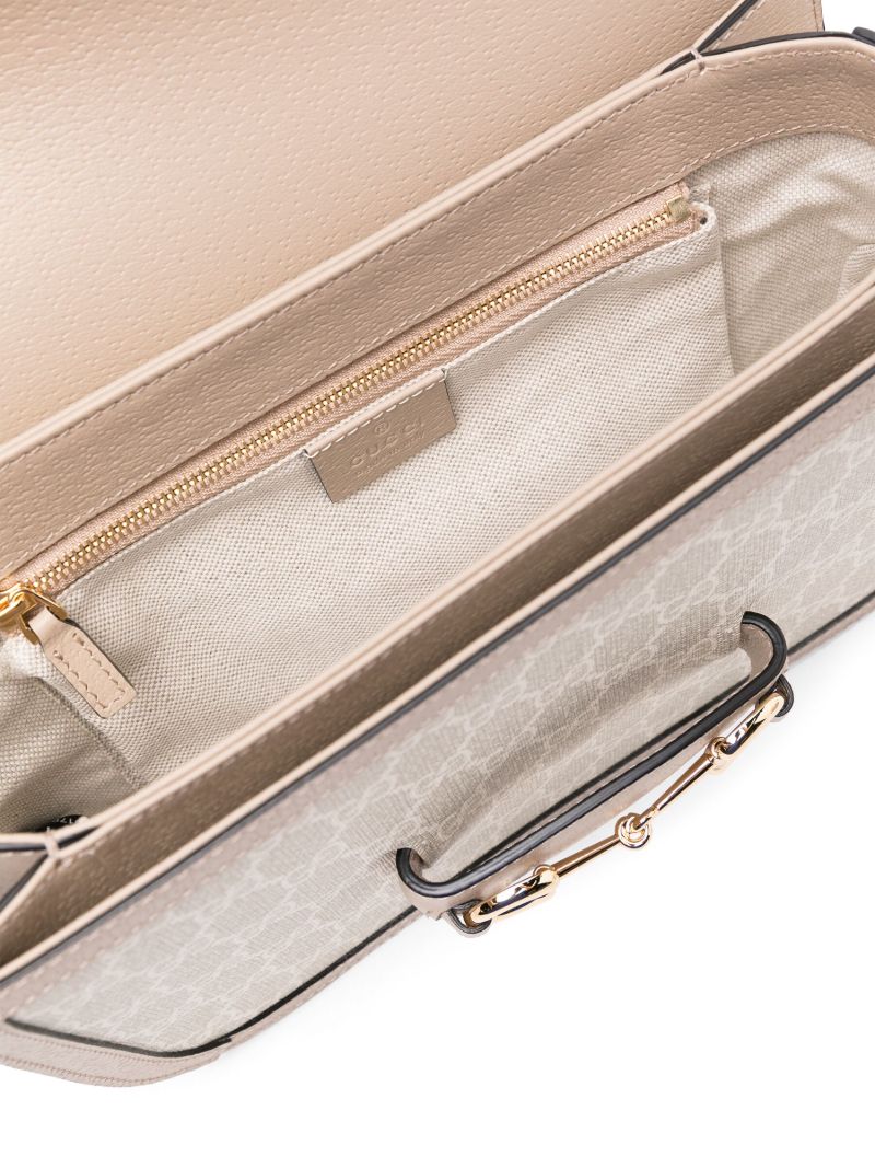 Neutral Horsebit 1955 Canvas Small Shoulder Bag