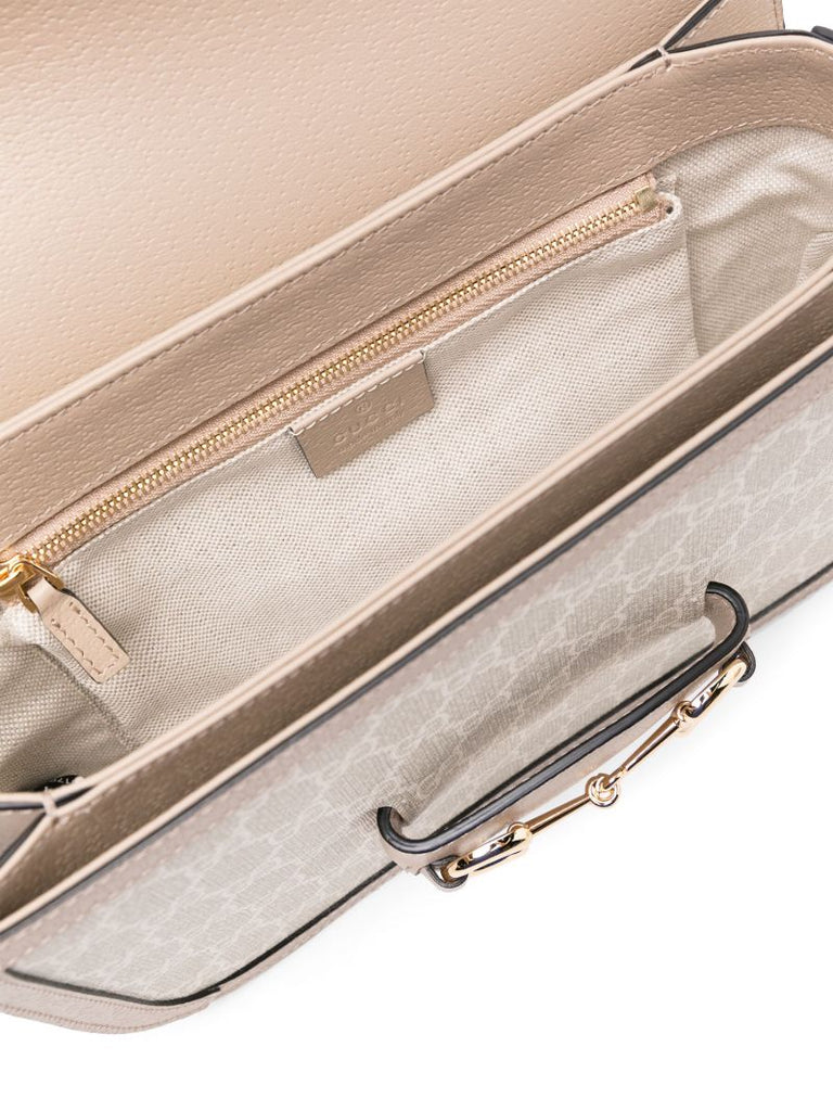 Neutral Horsebit 1955 Canvas Small Shoulder Bag