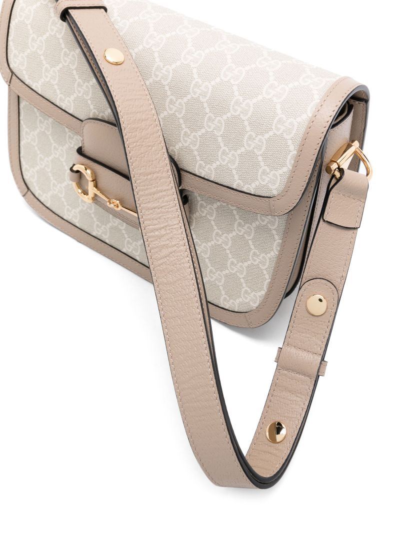 Neutral Horsebit 1955 Canvas Small Shoulder Bag