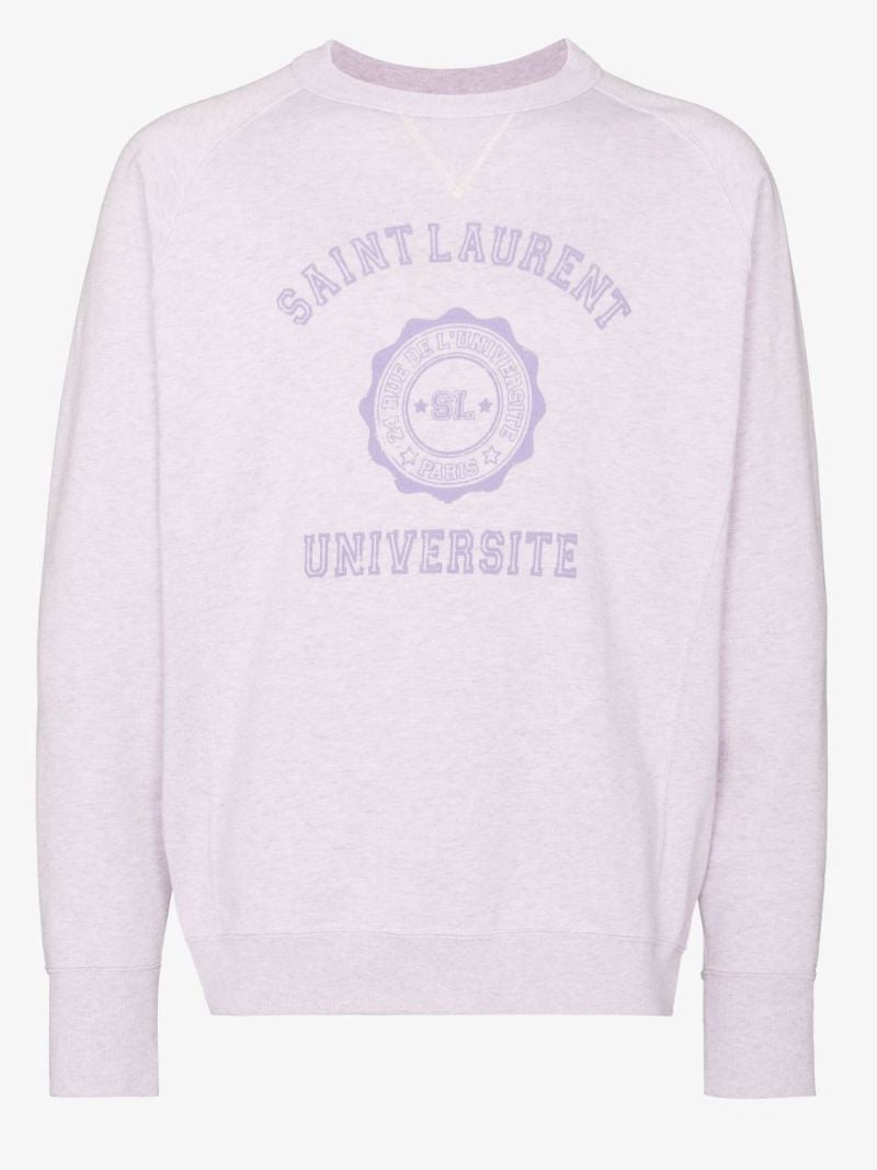Purple UniversitÃ_x0083_Â© Logo Print Cotton Sweatshirt
