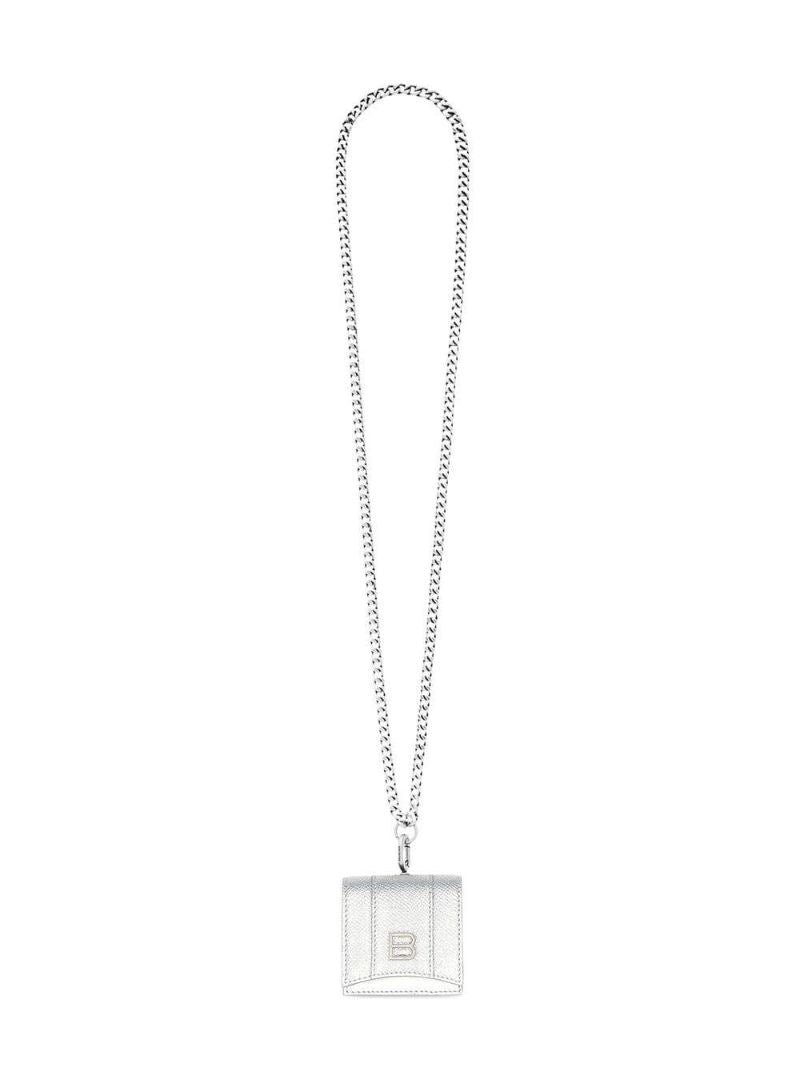 Silver Hourglass Airpods Holder with Chain