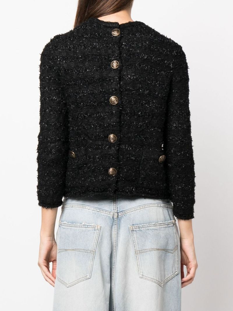 Black Back-to-front Tweed Top