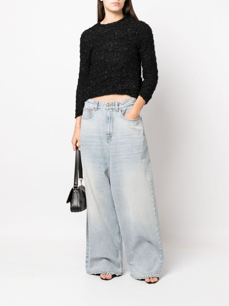 Black Back-to-front Tweed Top