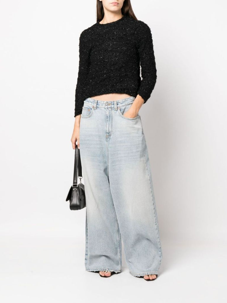 Black Back-to-front Tweed Top