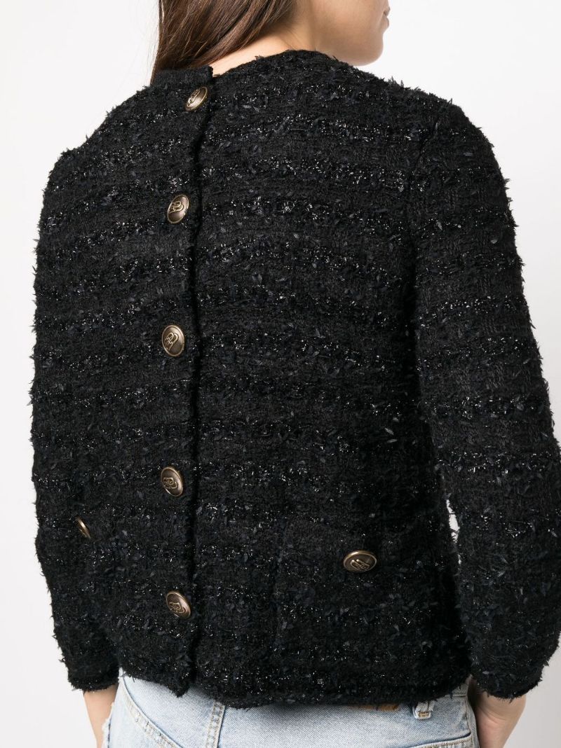 Black Back-to-front Tweed Top