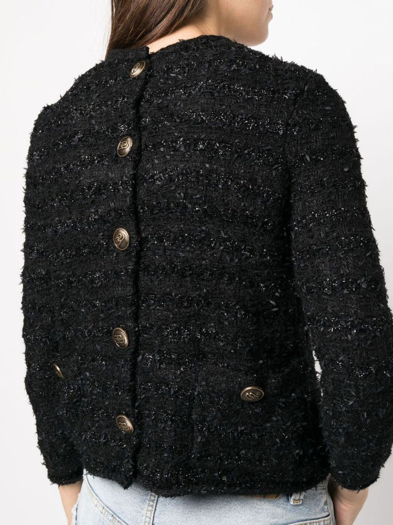 Black Back-to-front Tweed Top