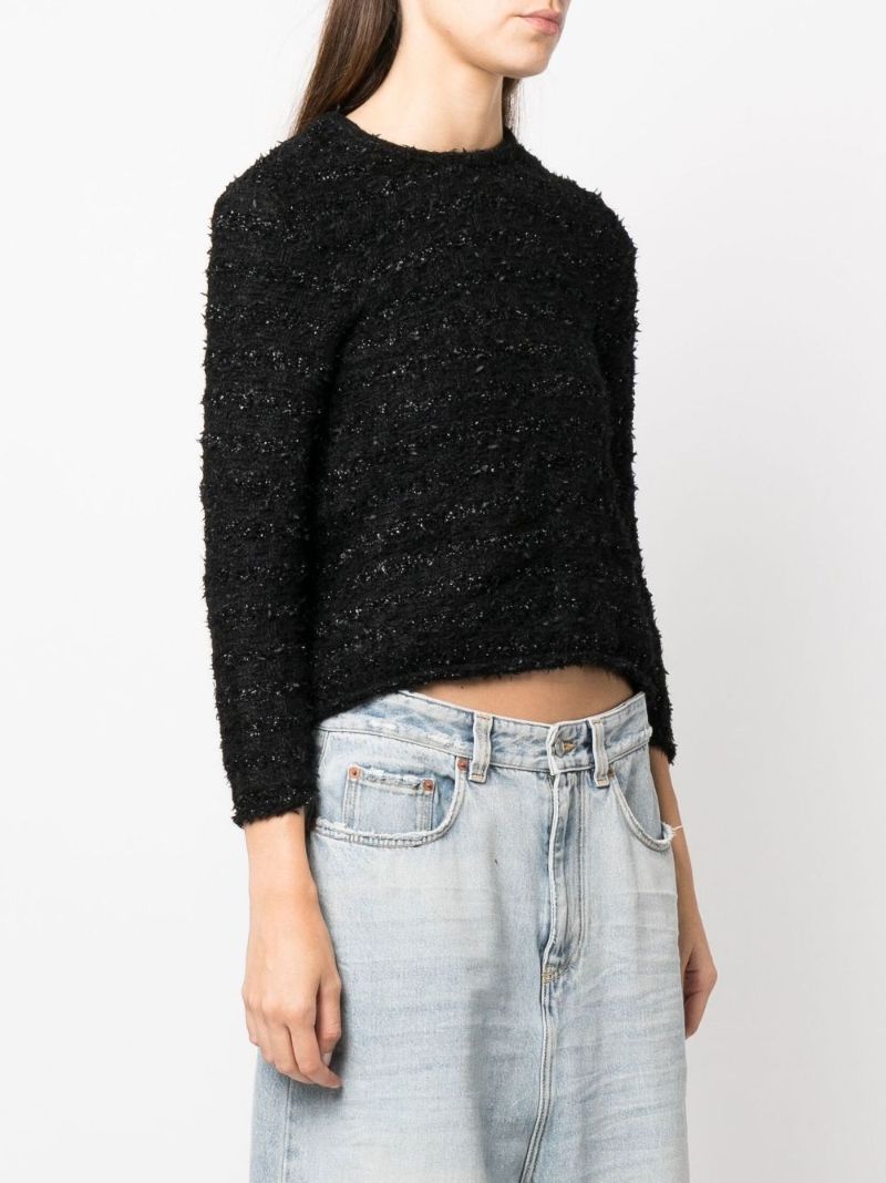 Black Back-to-front Tweed Top