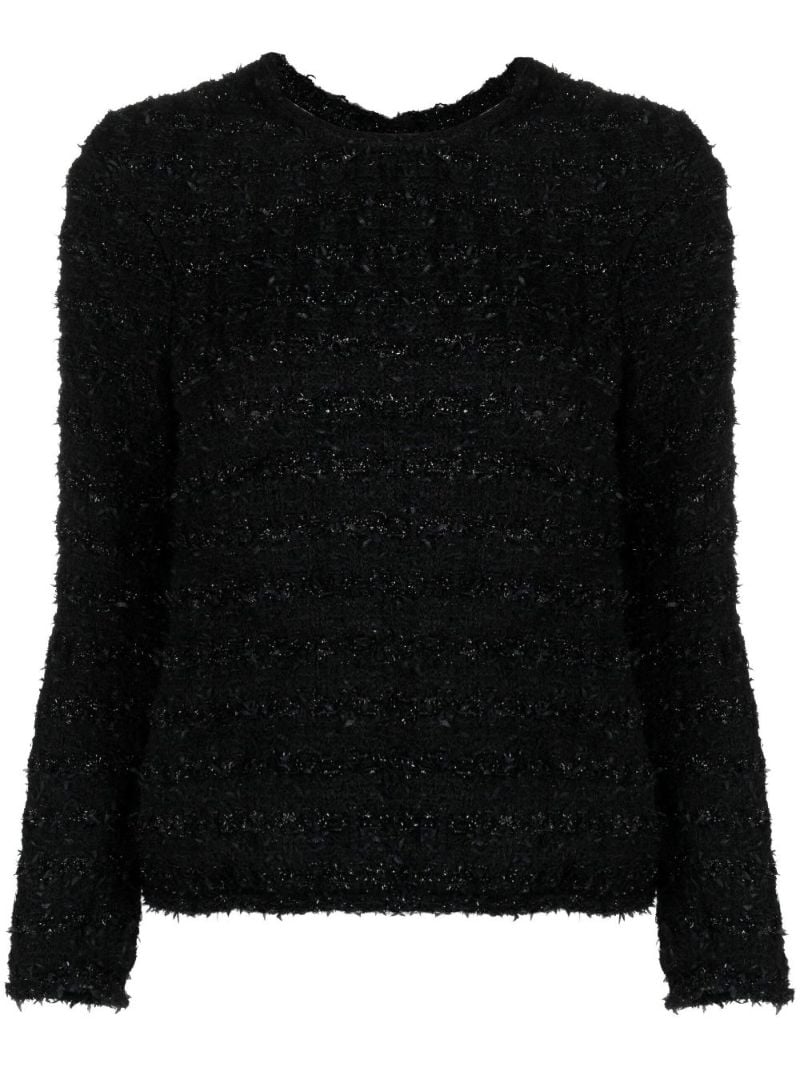 Black Back-to-front Tweed Top