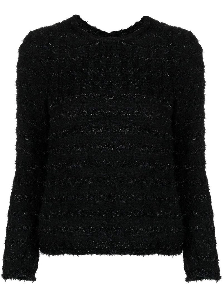 Black Back-to-front Tweed Top