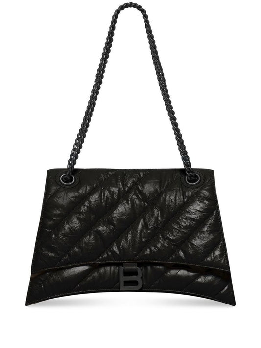 Black Crush Large Leather Shoulder Bag