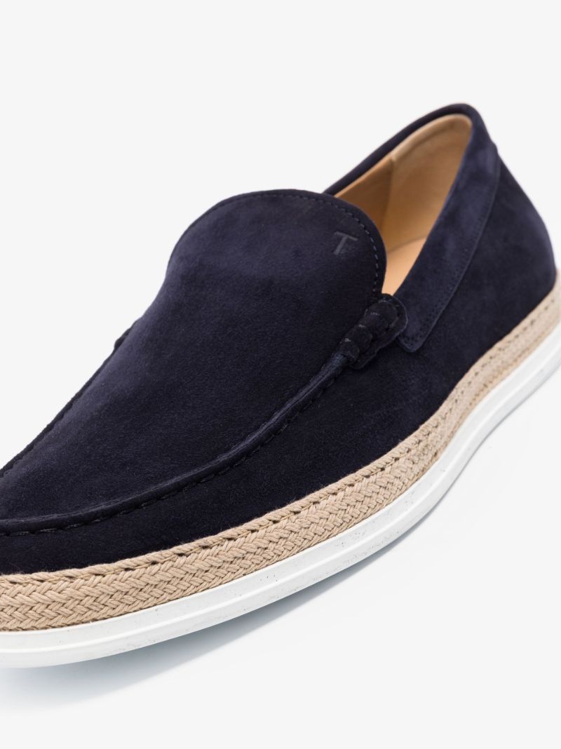 Blue Suede Espadrille Loafers