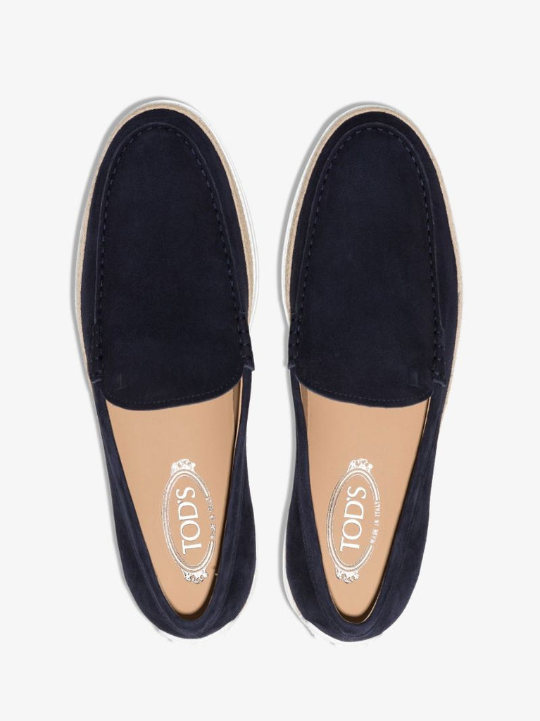 Blue Suede Espadrille Loafers