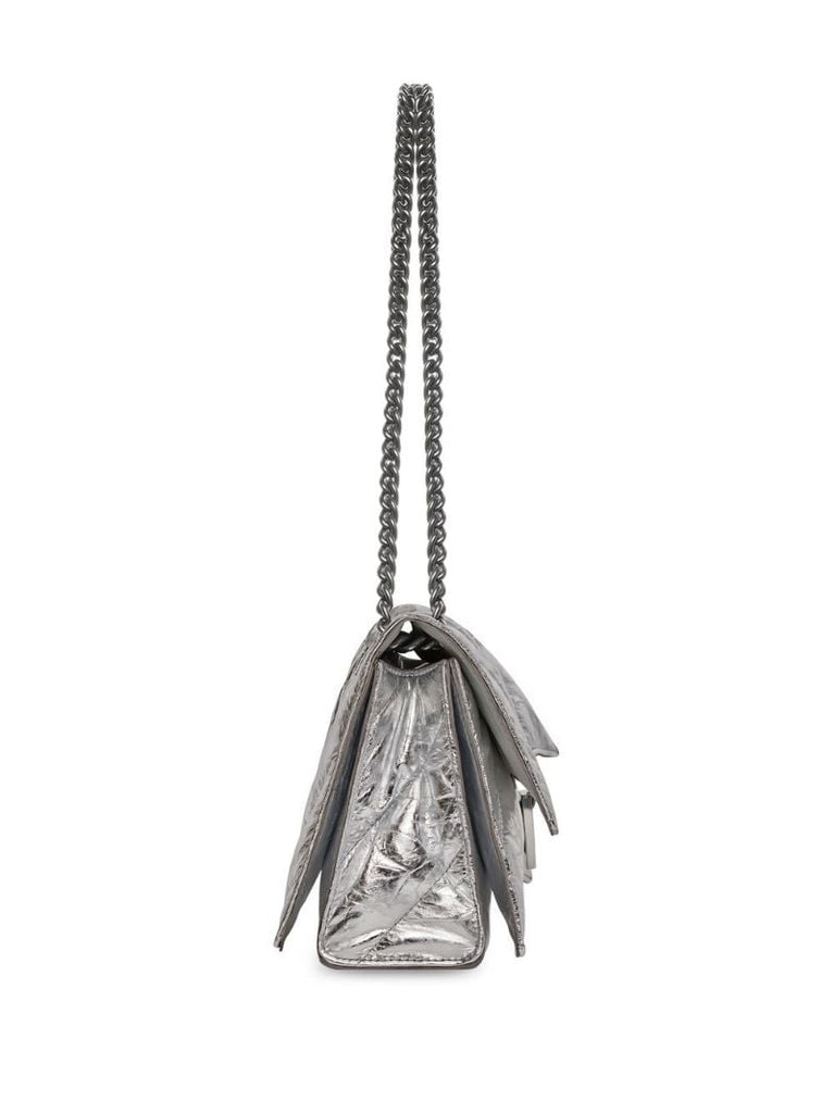 Silver Crush Leather Shoulder Bag