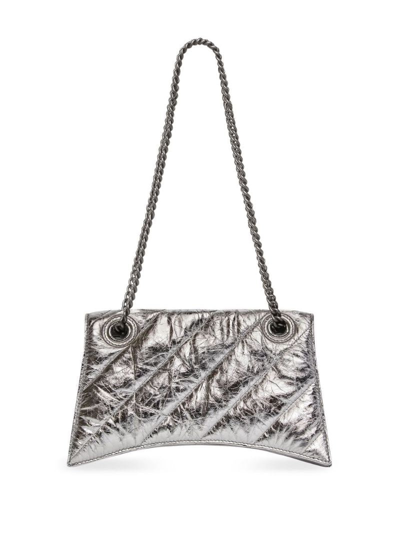 Silver Crush Leather Shoulder Bag