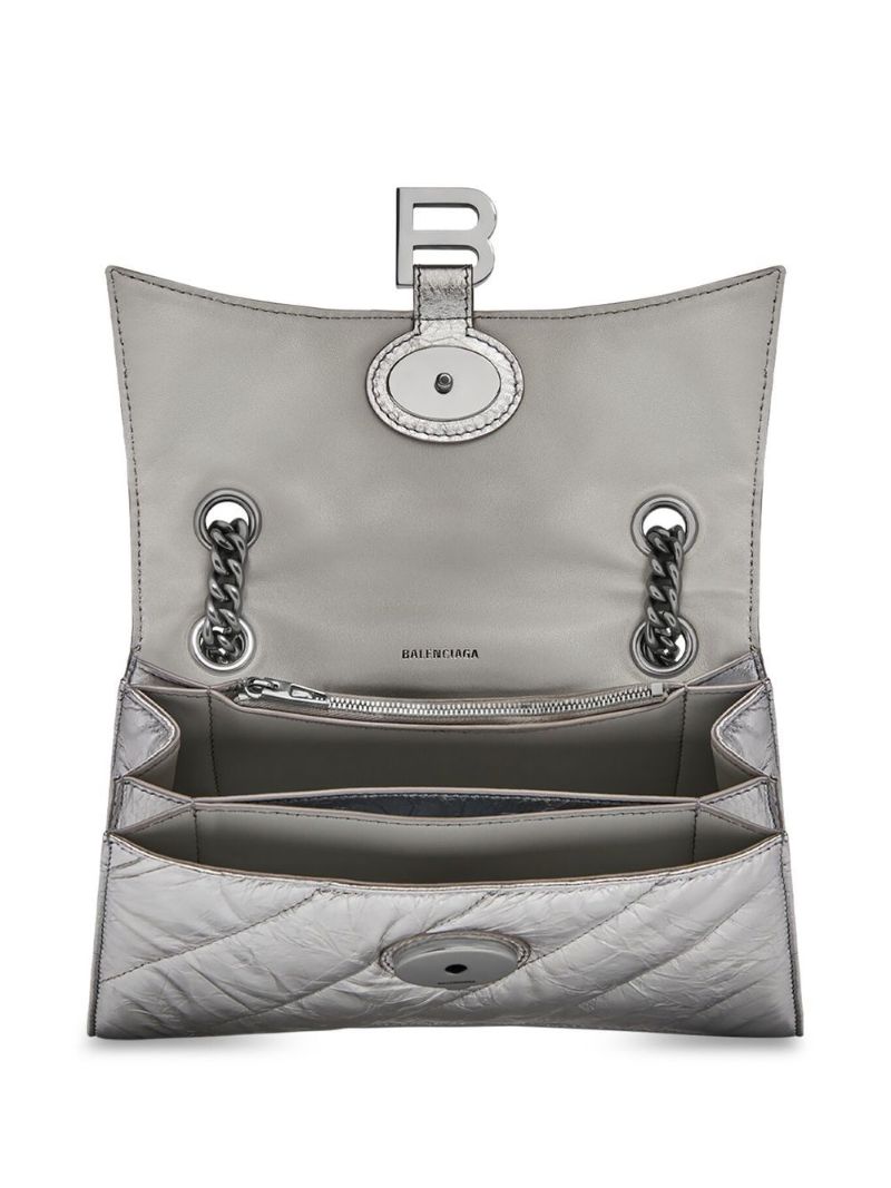 Silver Crush Leather Shoulder Bag