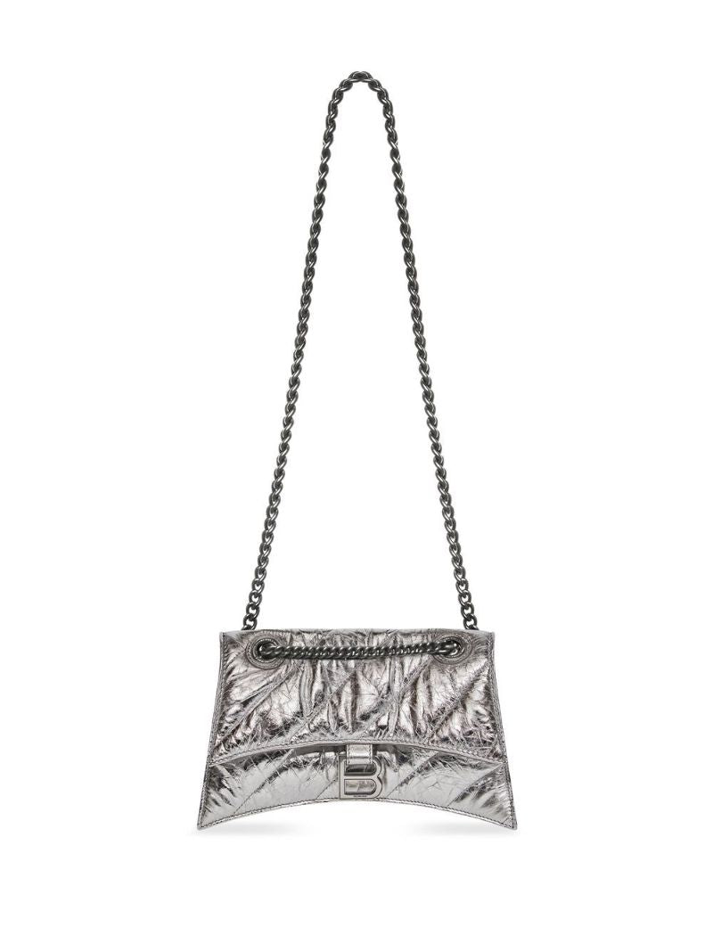 Silver Crush Leather Shoulder Bag