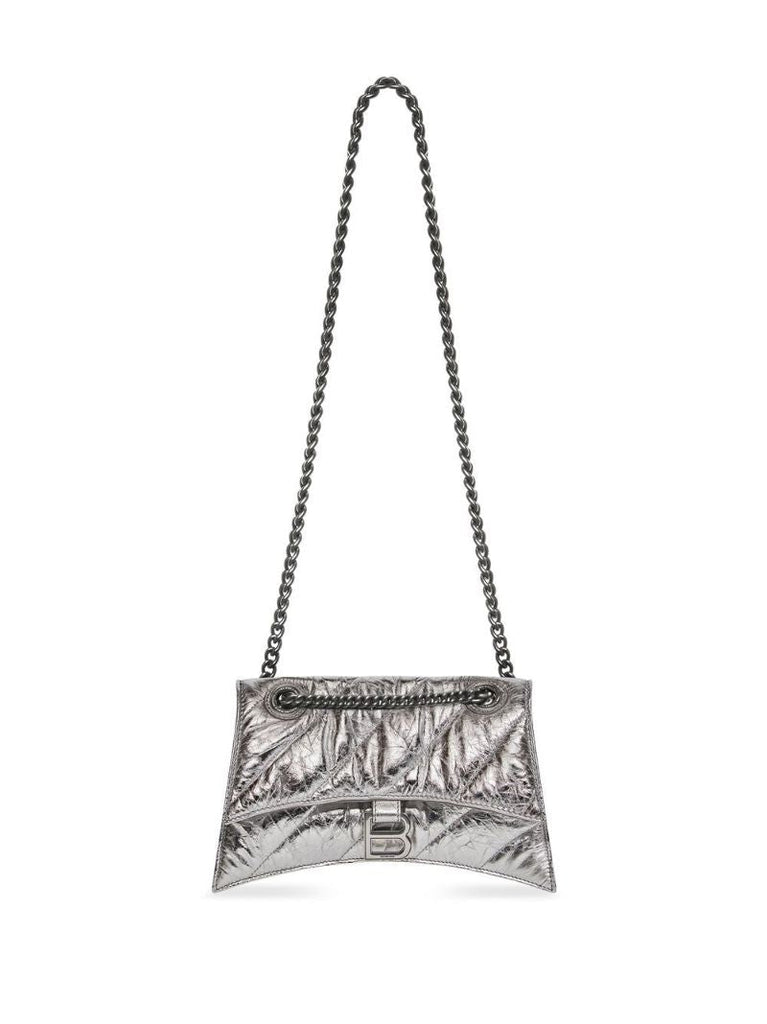 Silver Crush Leather Shoulder Bag
