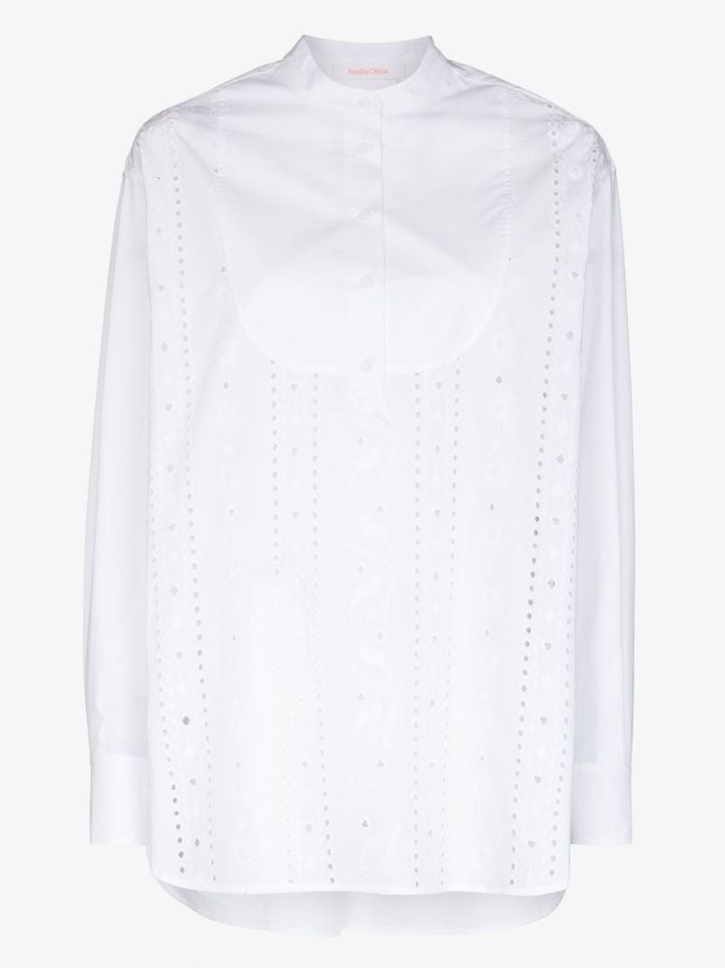 Broderie Anglaise Cotton Poplin Shirt