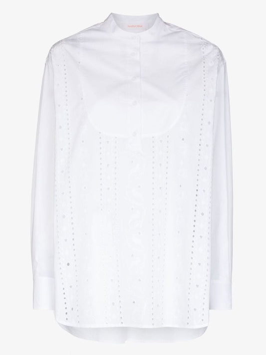 Broderie Anglaise Cotton Poplin Shirt